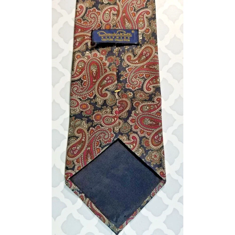 Oscar De La Renta Men's Neck Tie Couture Collection Paisley Pattern Designer